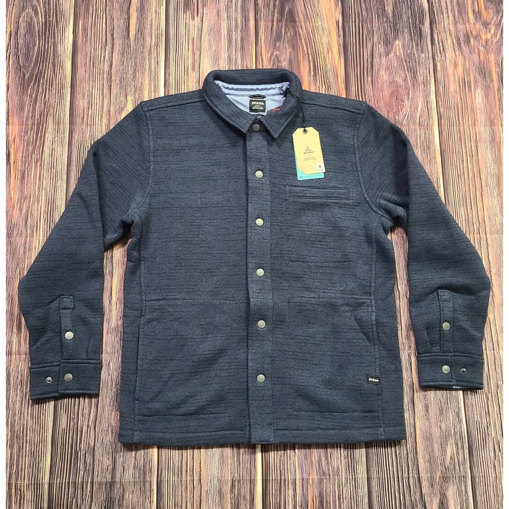 Prana Overshirt Mens Large Tri Thermal Threads Nautical Heather Navy Fleece